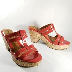 Sofft Eurosoft Pink Patent Faux Leather Sandals